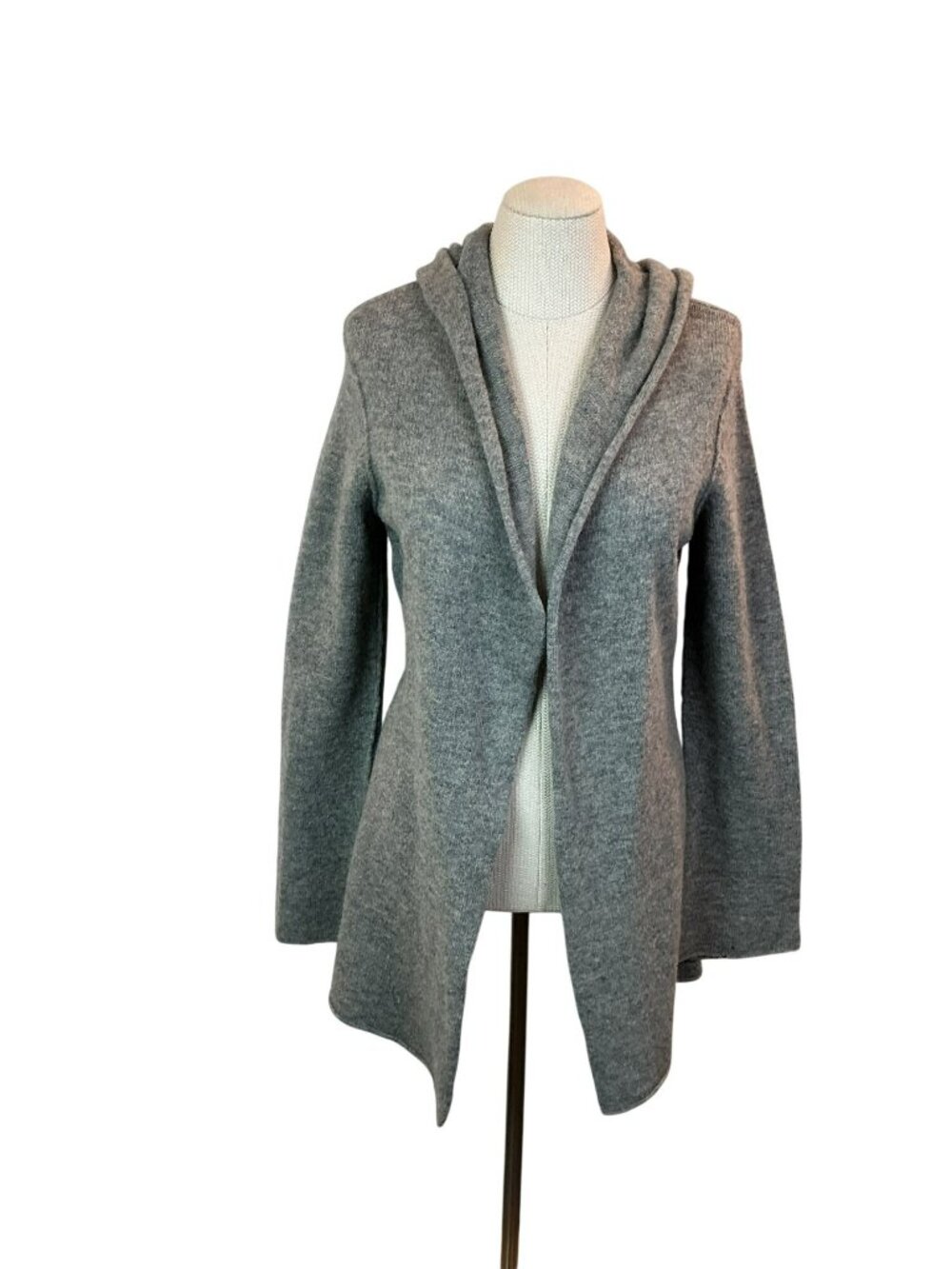 Cabi Lamb’s Wool Hooded Open Front Cardigan Womens Large Gray - Picture 3 of 11